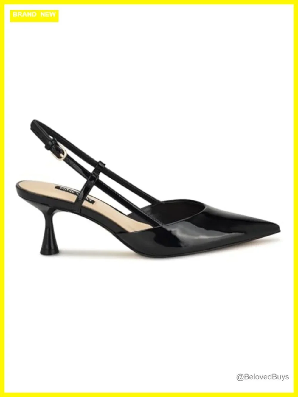 Nine West Rhonda Pointed Toe Kitten Heel Pump with Adjustable Ankle Strap, Faux